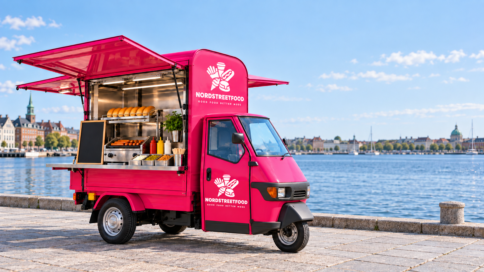 Pink Nord Streetfood-vogn ved havnen i København